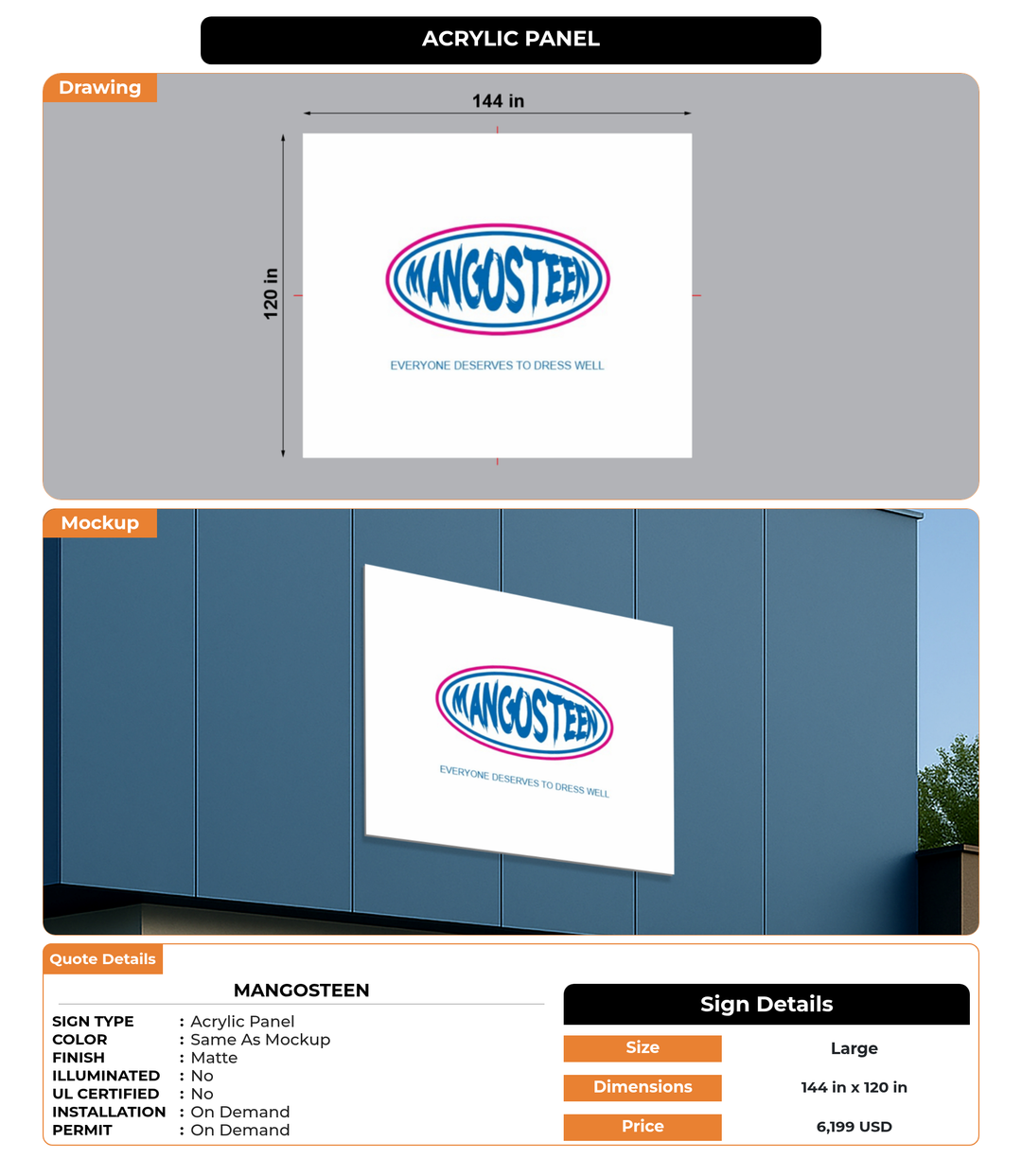 CUSTOM MOCKUP SIGN FOR Mangosteen