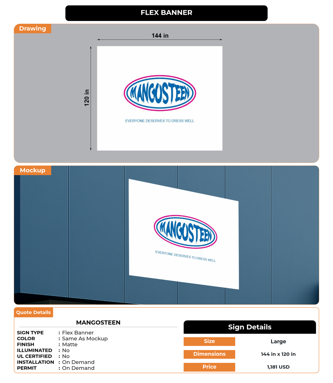 CUSTOM MOCKUP SIGN FOR Mangosteen