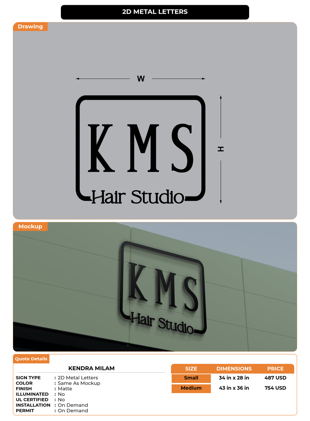 CUSTOM MOCKUP SIGN FOR Kendra Milam