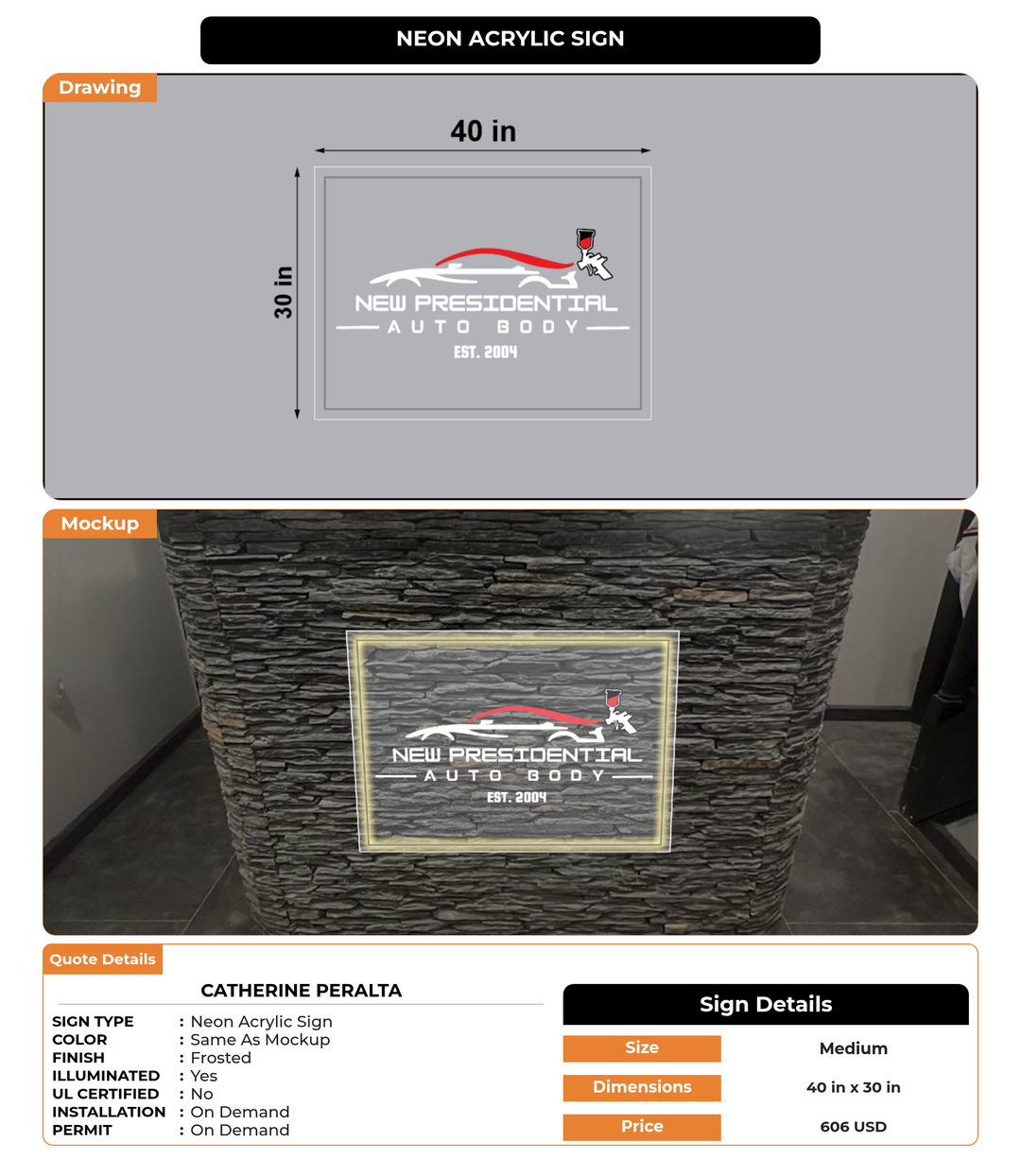 CUSTOM MOCKUP SIGN FOR Catherine Peralta