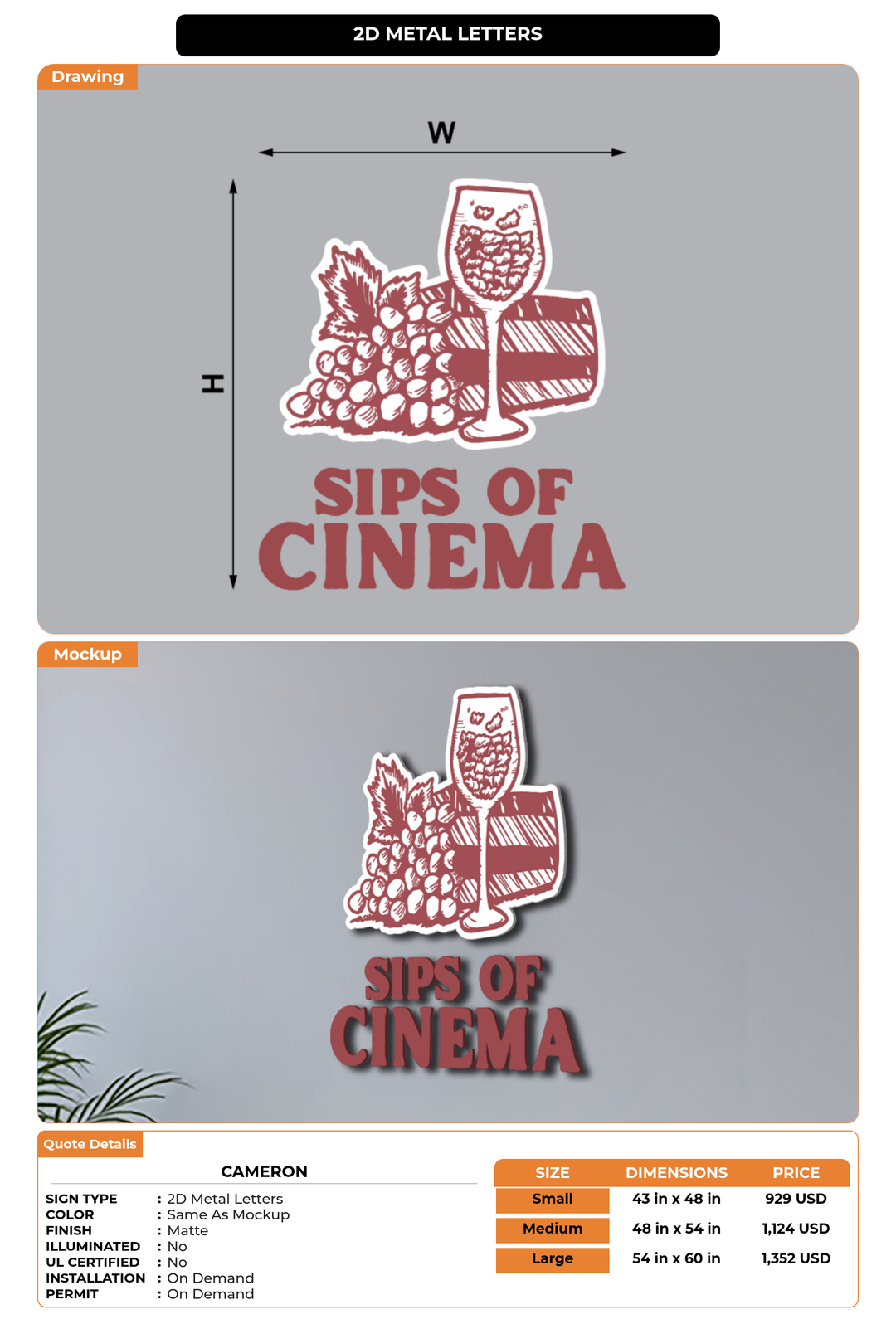 CUSTOM MOCKUP SIGN FOR Cameron