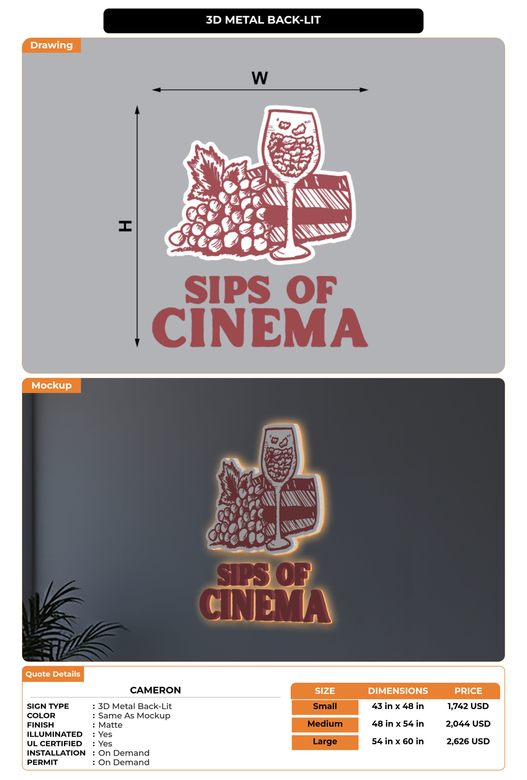 CUSTOM MOCKUP SIGN FOR Cameron