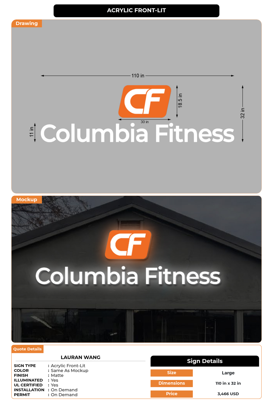 CUSTOM MOCKUP SIGN FOR Lauran Wang