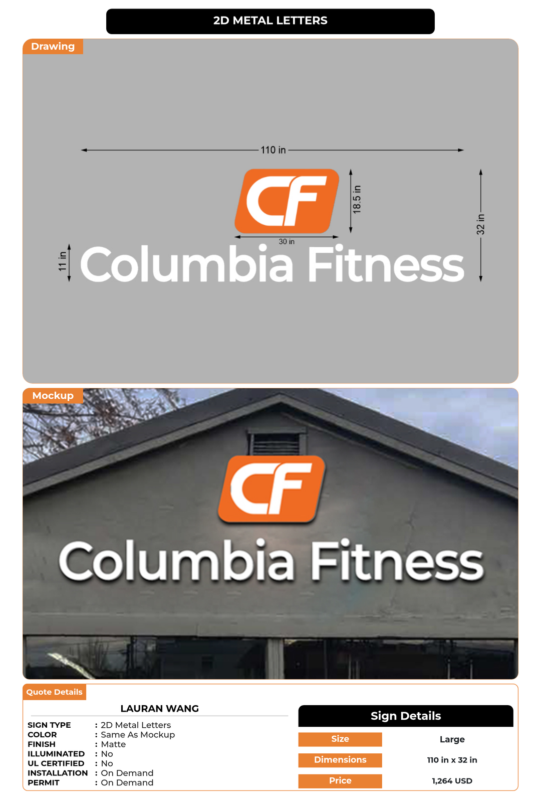 CUSTOM MOCKUP SIGN FOR Lauran Wang