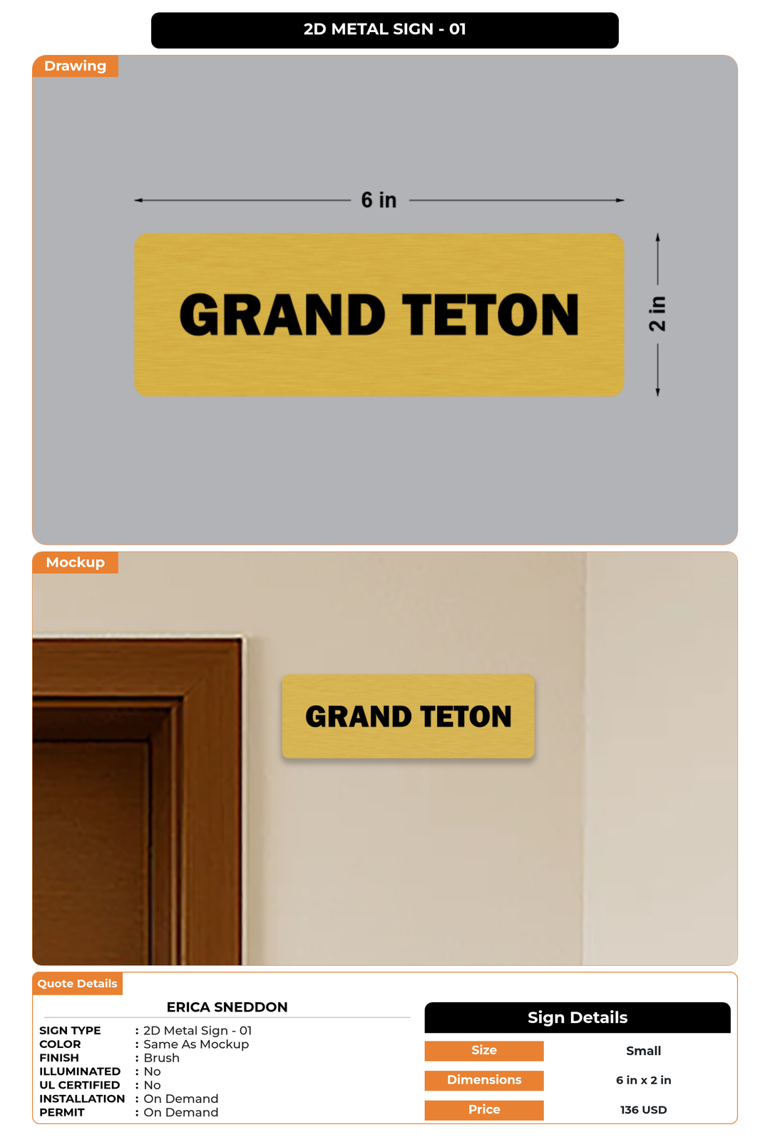 CUSTOM MOCKUP SIGN FOR Erica Sneddon