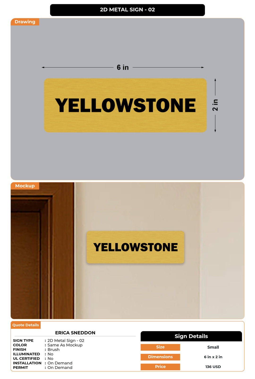 CUSTOM MOCKUP SIGN FOR Erica Sneddon