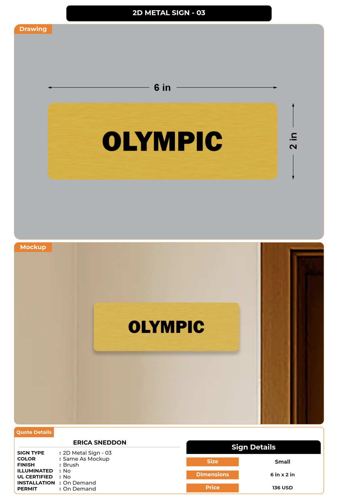 CUSTOM MOCKUP SIGN FOR Erica Sneddon