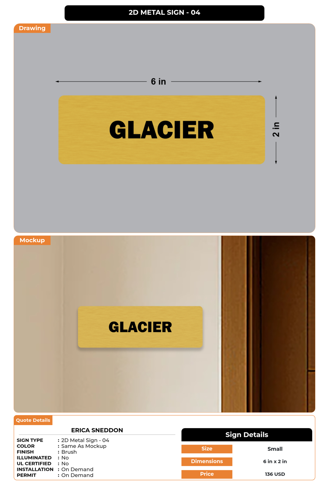 CUSTOM MOCKUP SIGN FOR Erica Sneddon