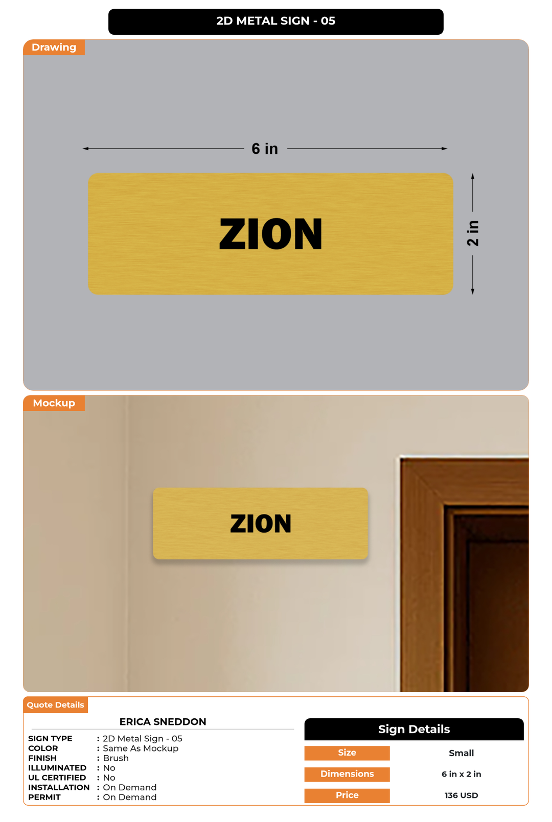 CUSTOM MOCKUP SIGN FOR Erica Sneddon