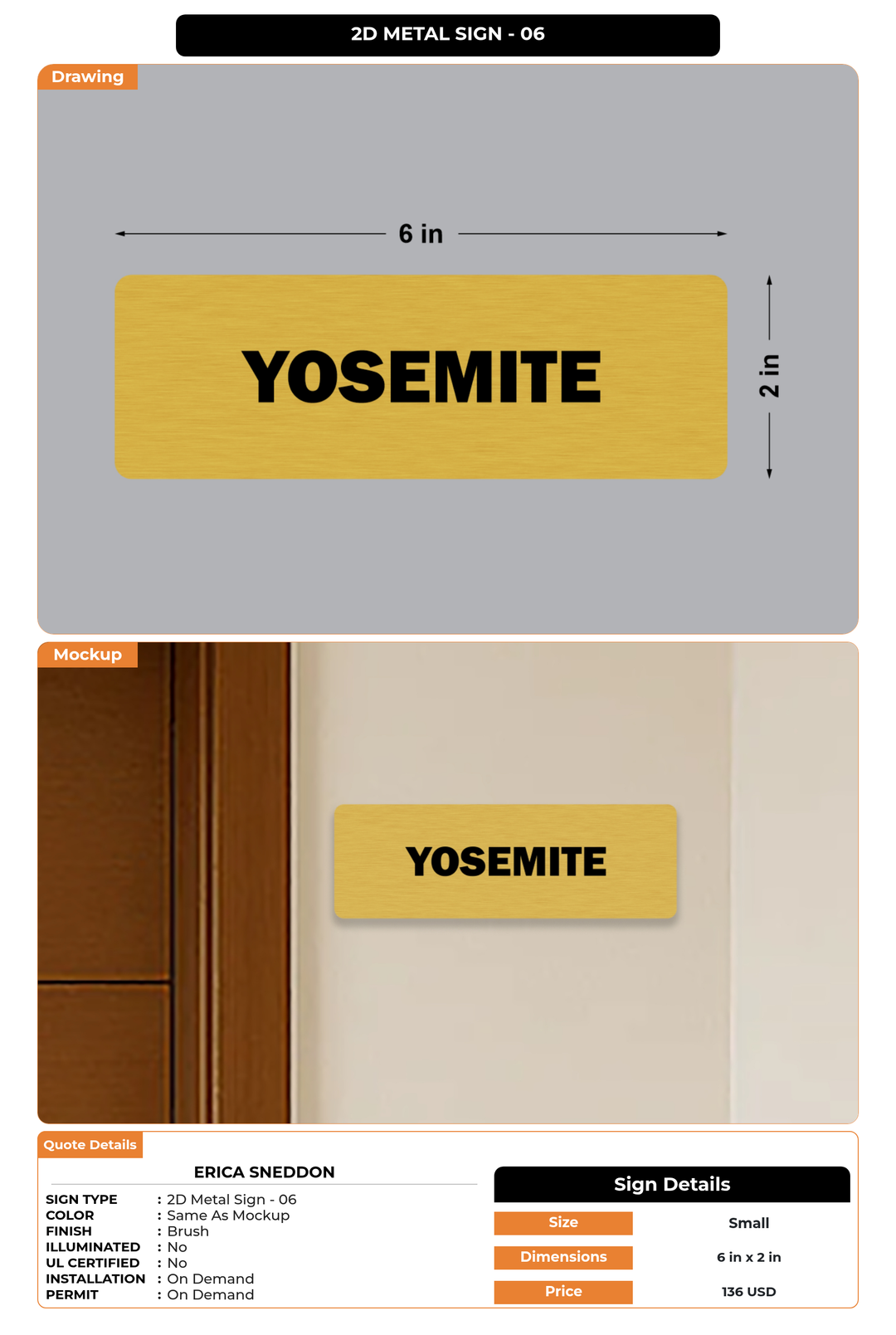 CUSTOM MOCKUP SIGN FOR Erica Sneddon