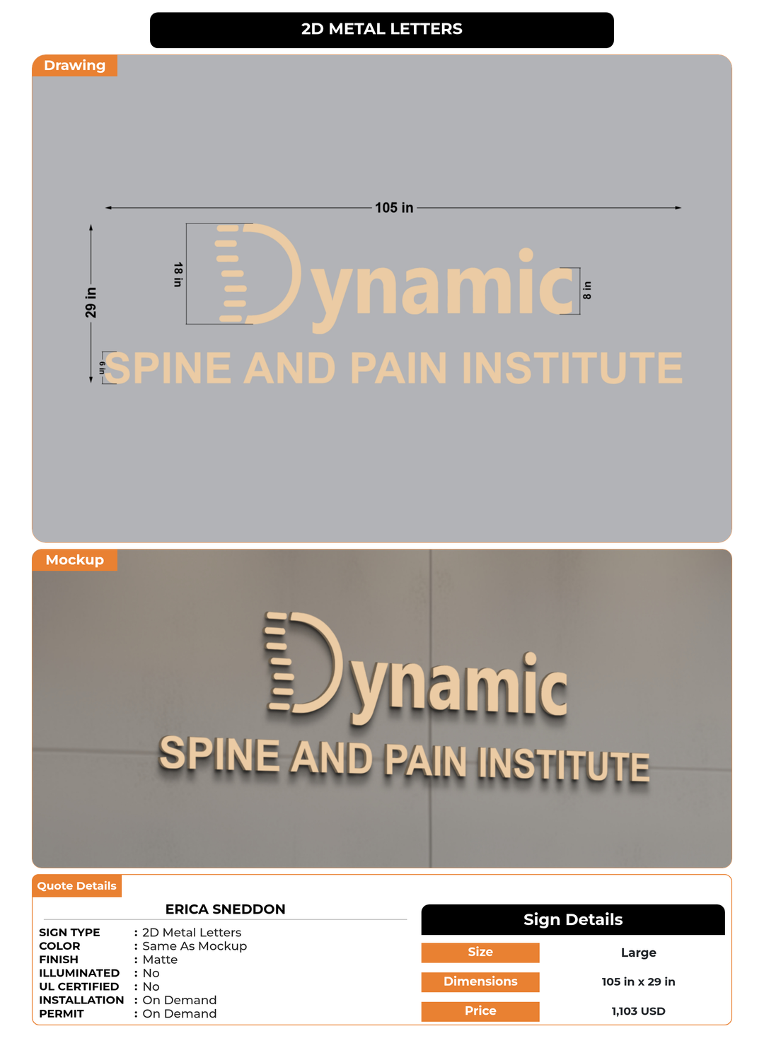 CUSTOM MOCKUP SIGN FOR Erica Sneddon