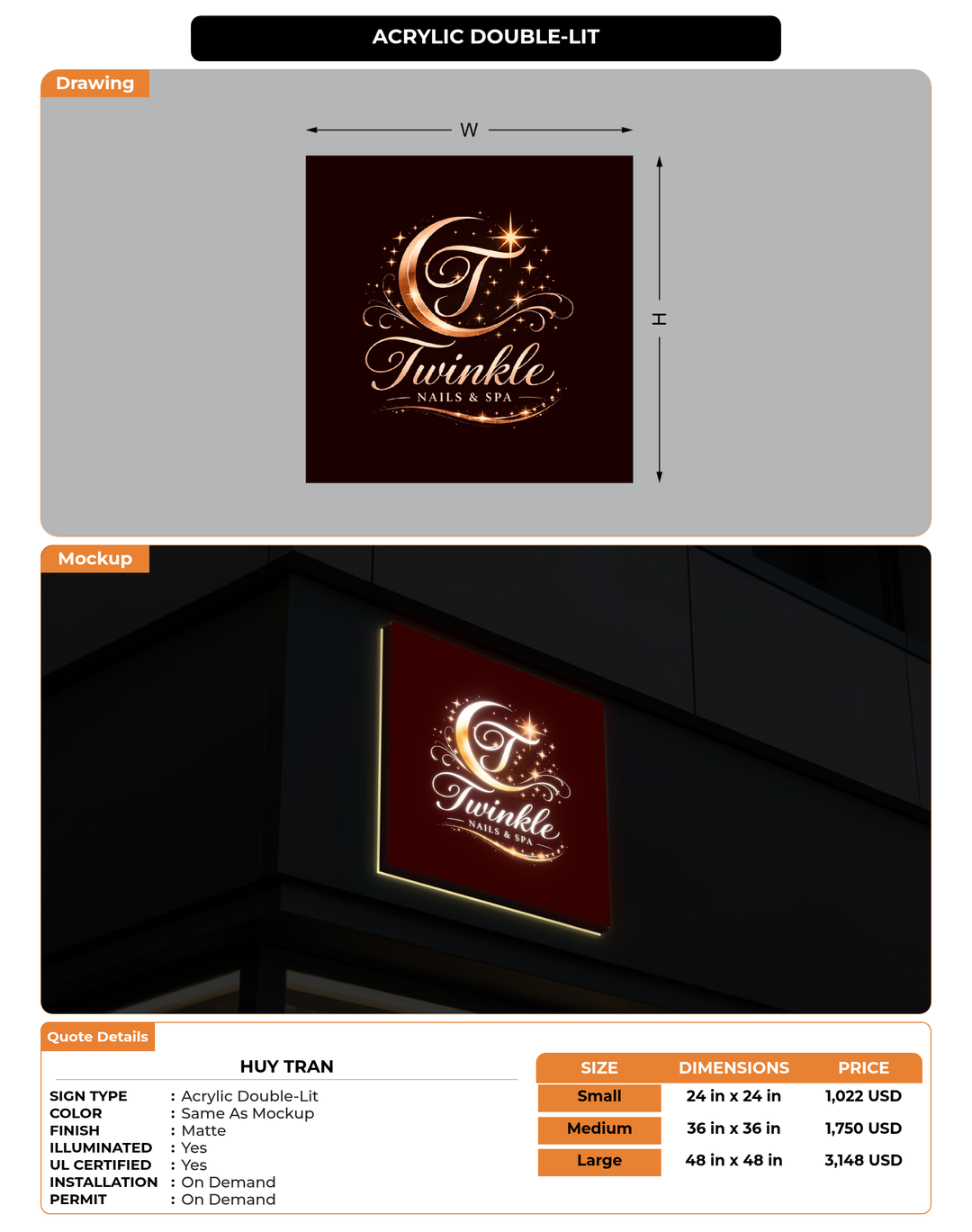 CUSTOM MOCKUP SIGN FOR Huy Tran