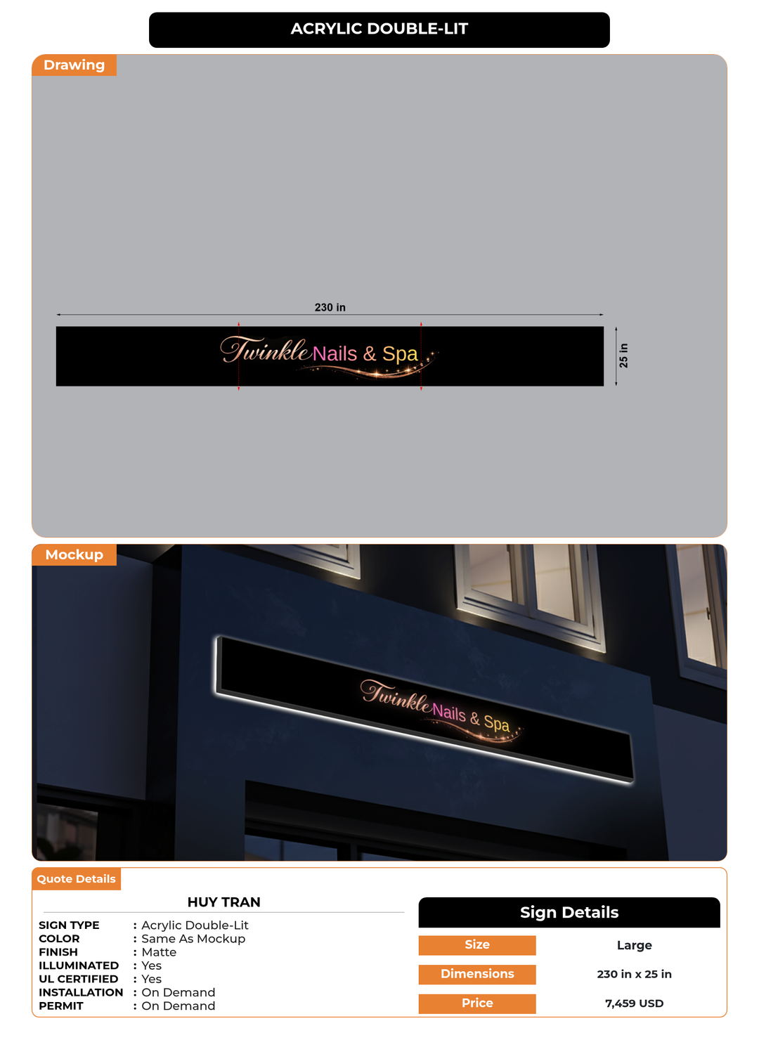 CUSTOM MOCKUP SIGN FOR Huy Tran