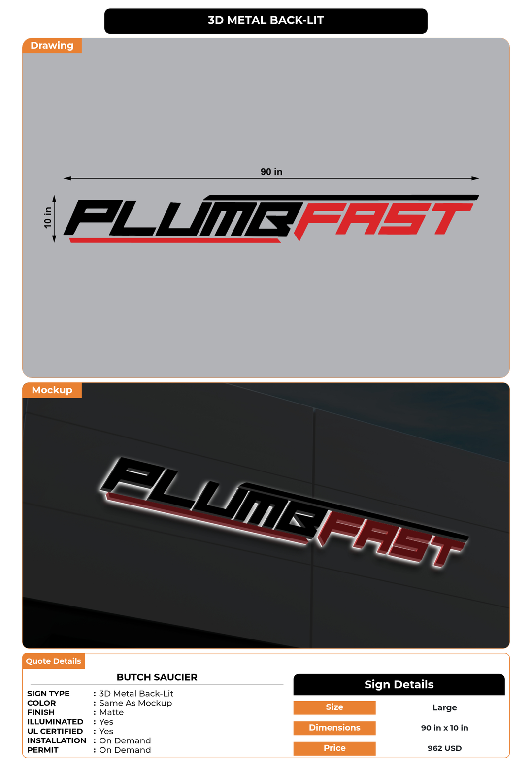 CUSTOM MOCKUP SIGN FOR Butch Saucier