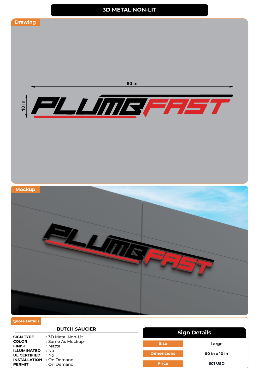 CUSTOM MOCKUP SIGN FOR Butch Saucier