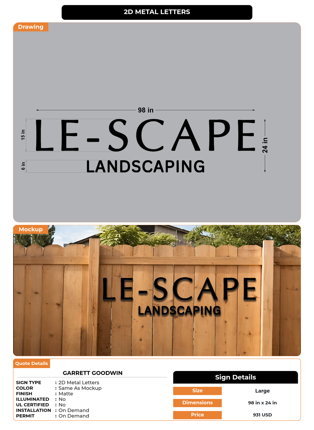 CUSTOM MOCKUP SIGN FOR Garrett Goodwin