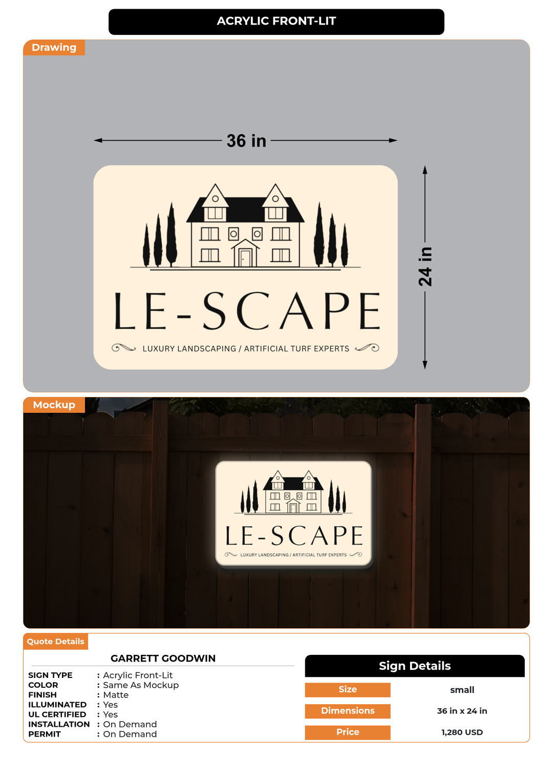 CUSTOM MOCKUP SIGN FOR Garrett Goodwin