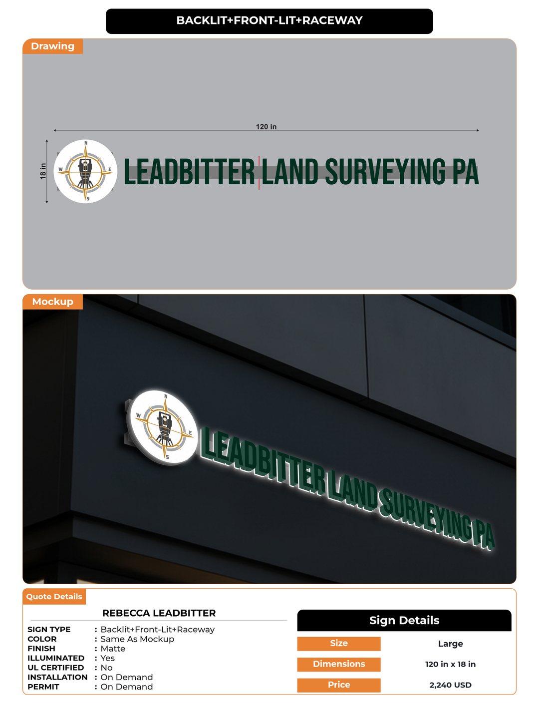 CUSTOM MOCKUP SIGN FOR Rebecca Leadbitter