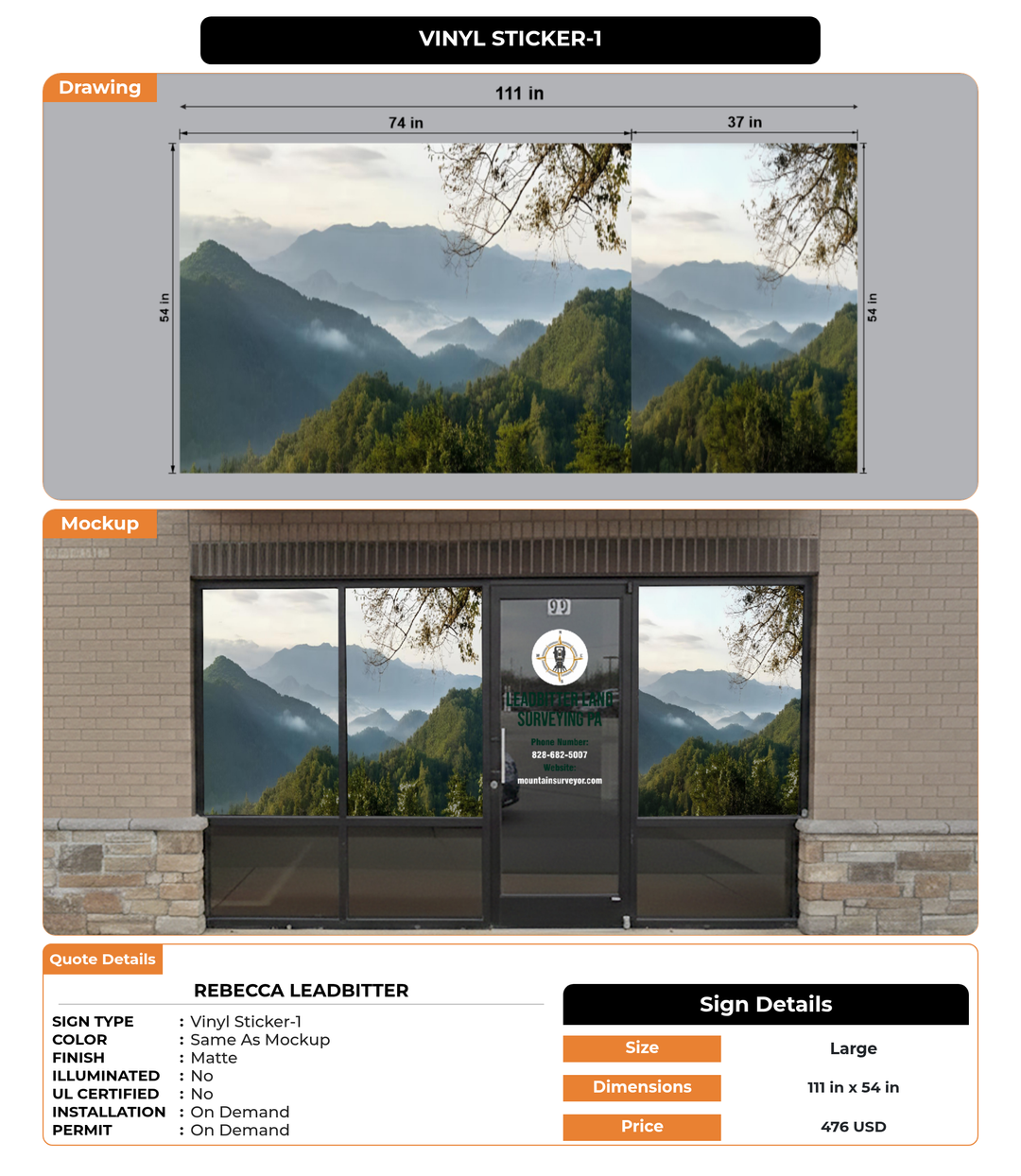 CUSTOM MOCKUP SIGN FOR Rebecca Leadbitter