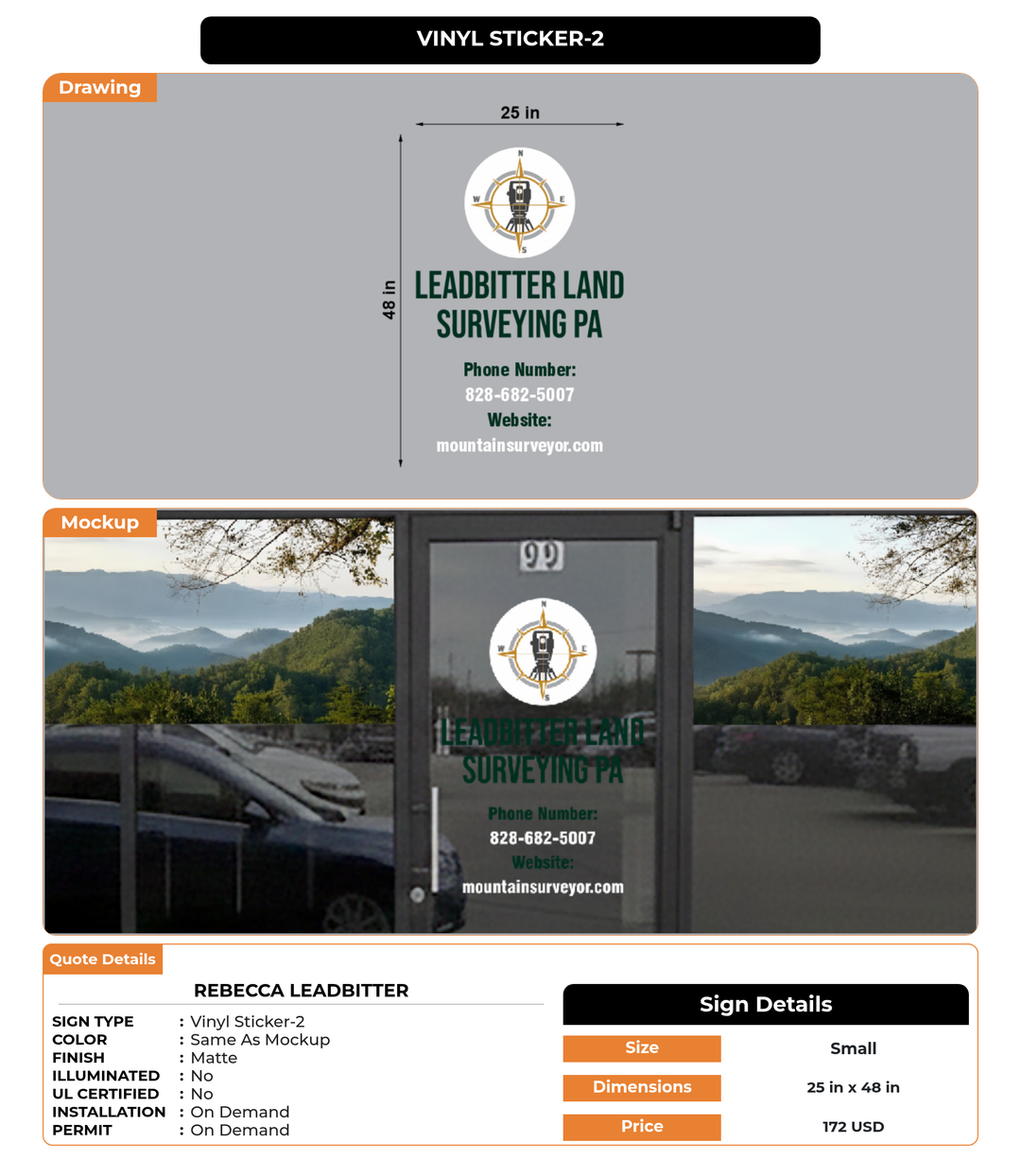 CUSTOM MOCKUP SIGN FOR Rebecca Leadbitter
