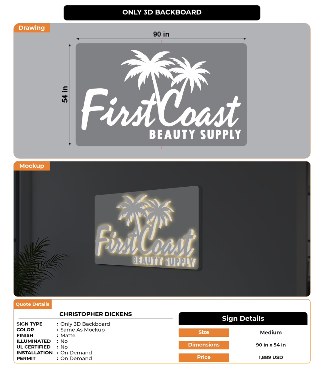 CUSTOM MOCKUP SIGN FOR Christopher Dickens