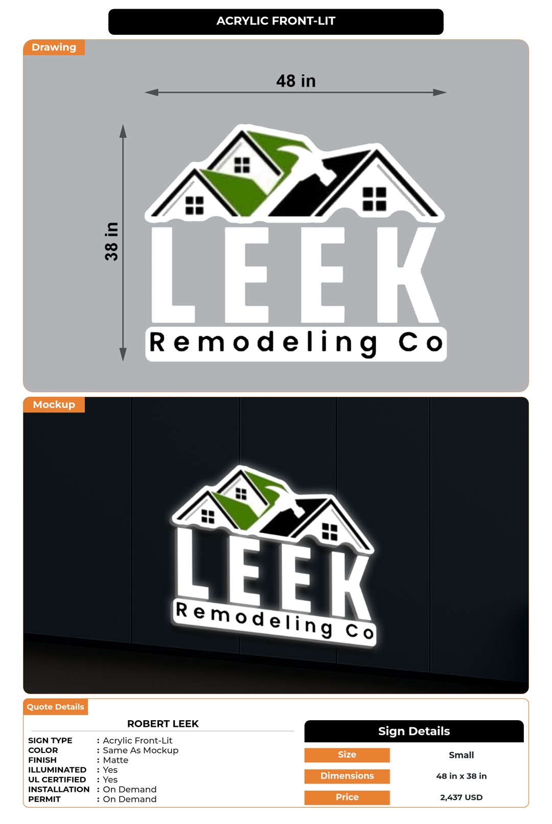 CUSTOM MOCKUP SIGN FOR Robert Leek