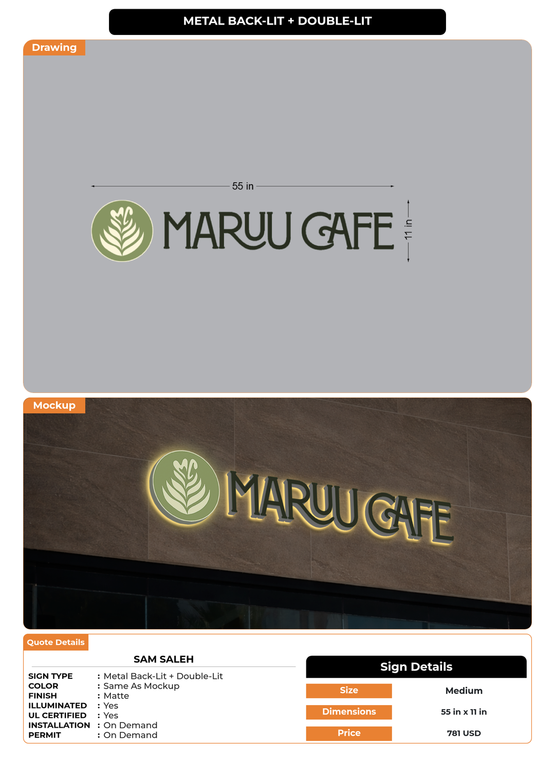 CUSTOM MOCKUP SIGN FOR Sam saleh