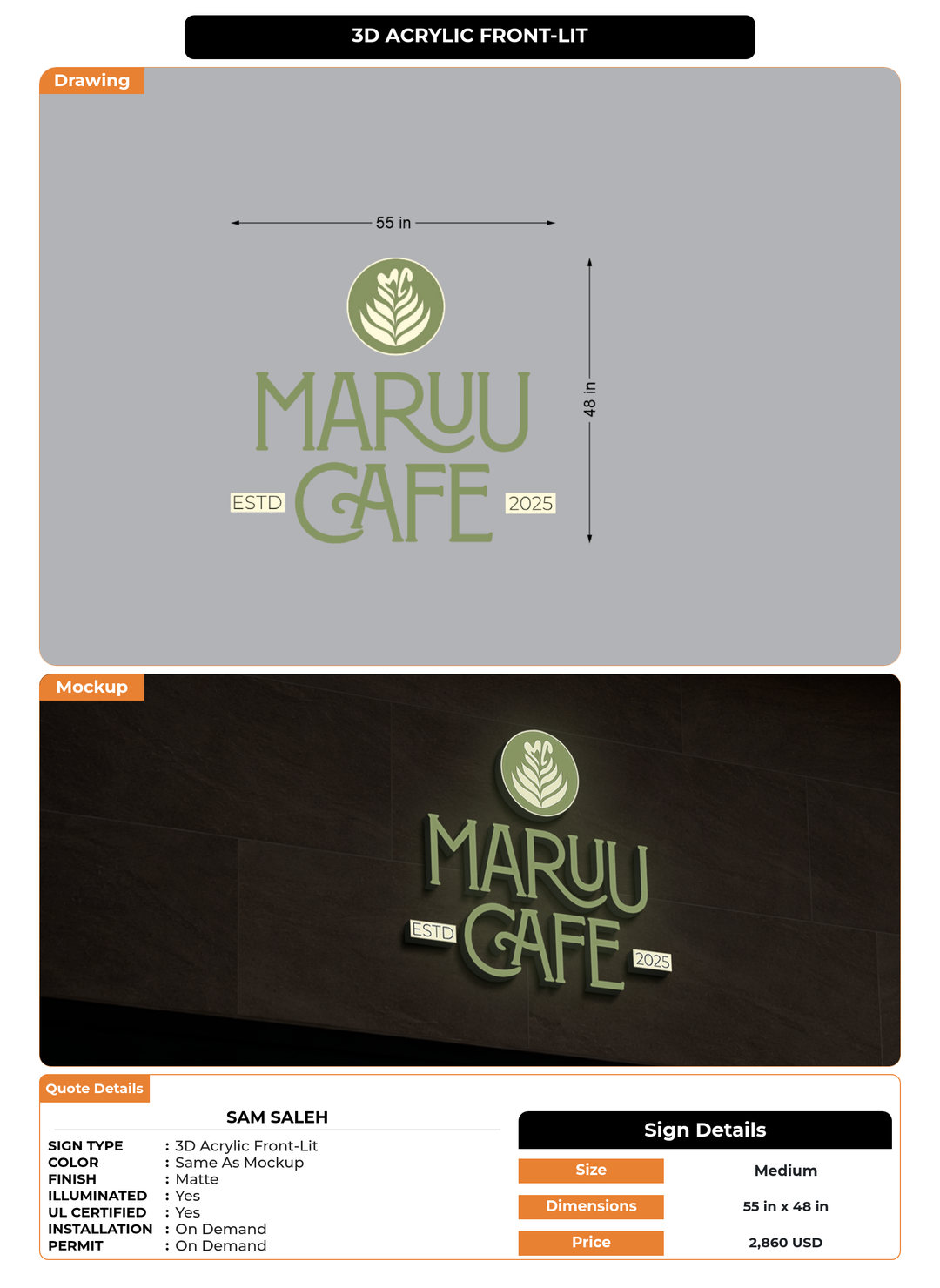 CUSTOM MOCKUP SIGN FOR Sam saleh