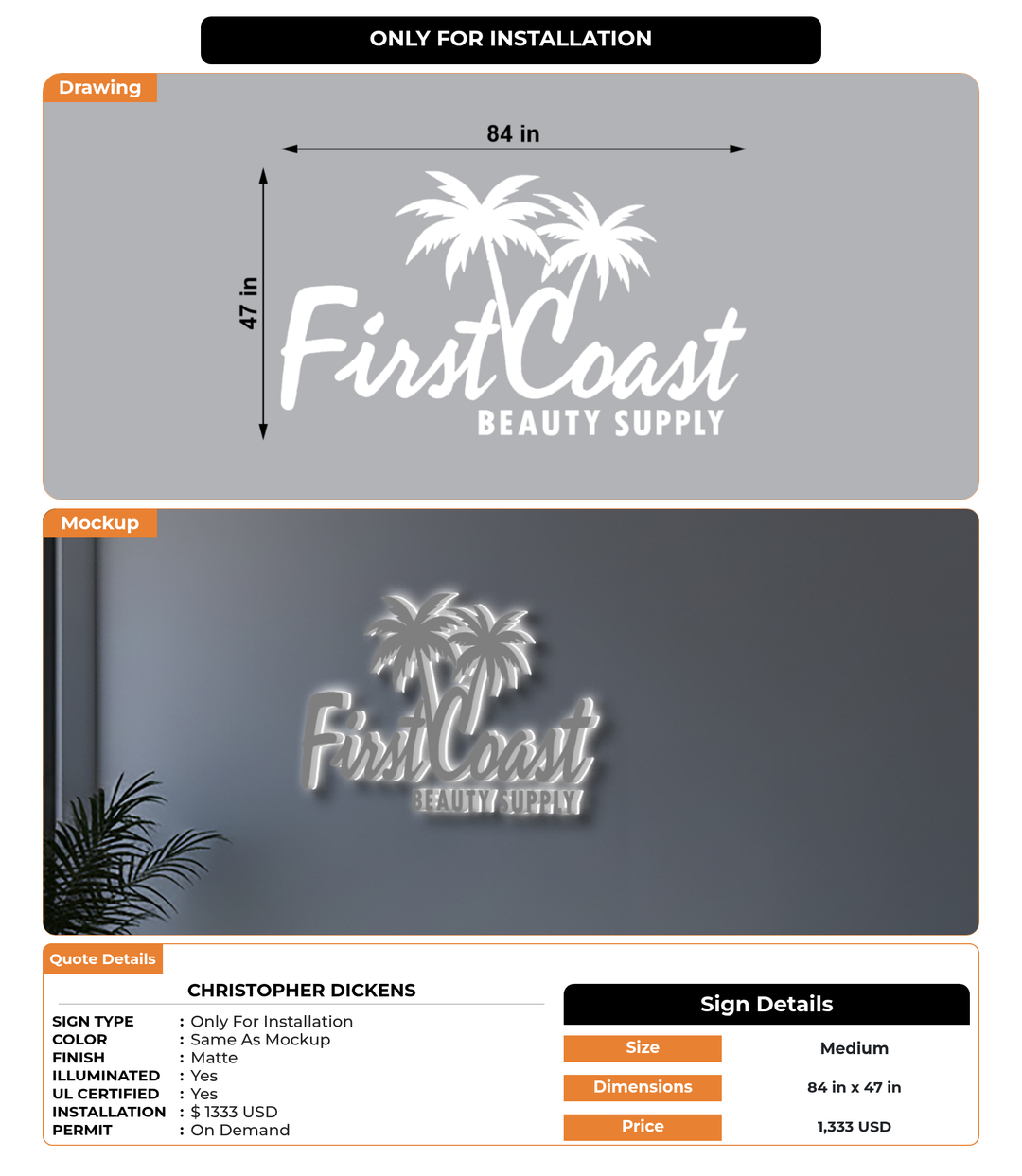 CUSTOM MOCKUP SIGN FOR Christopher Dickens