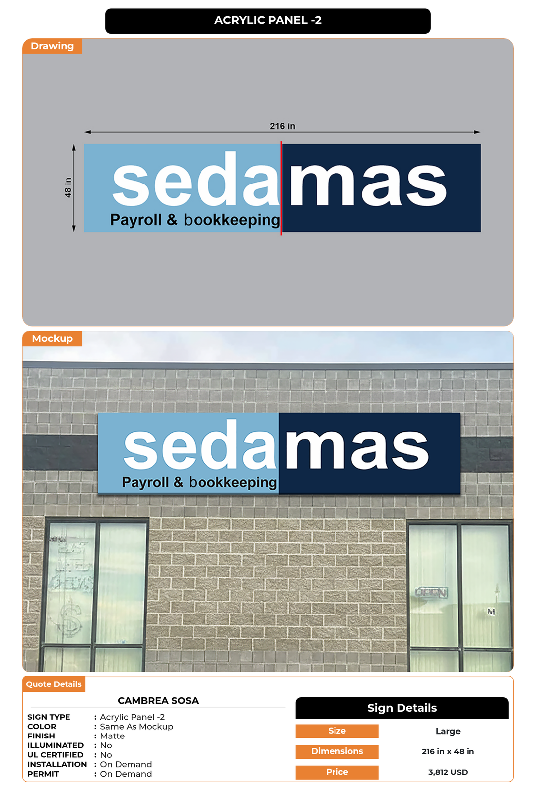 CUSTOM MOCKUP SIGN FOR Cambrea Sosa