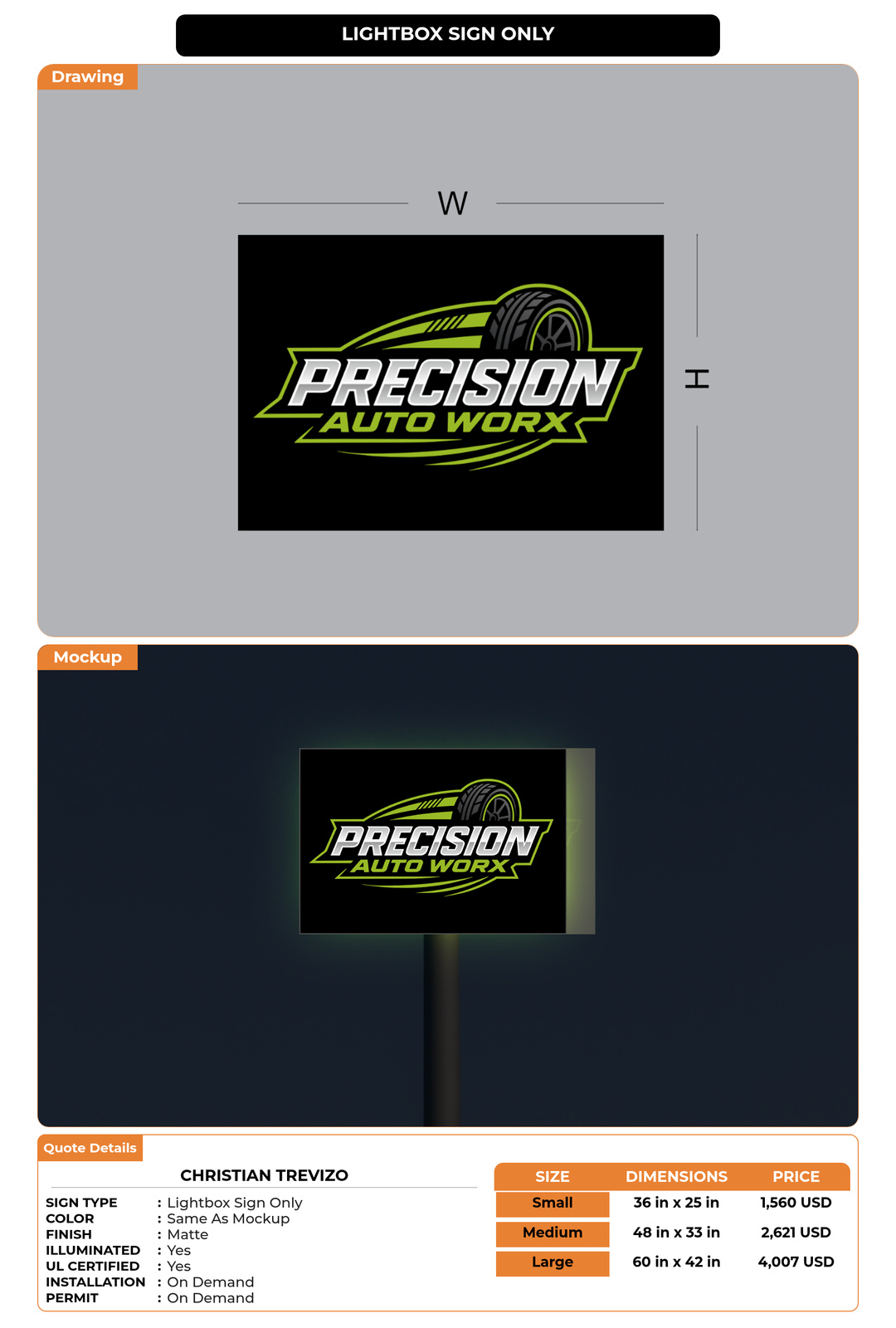 CUSTOM MOCKUP SIGN FOR Christian  Trevizo