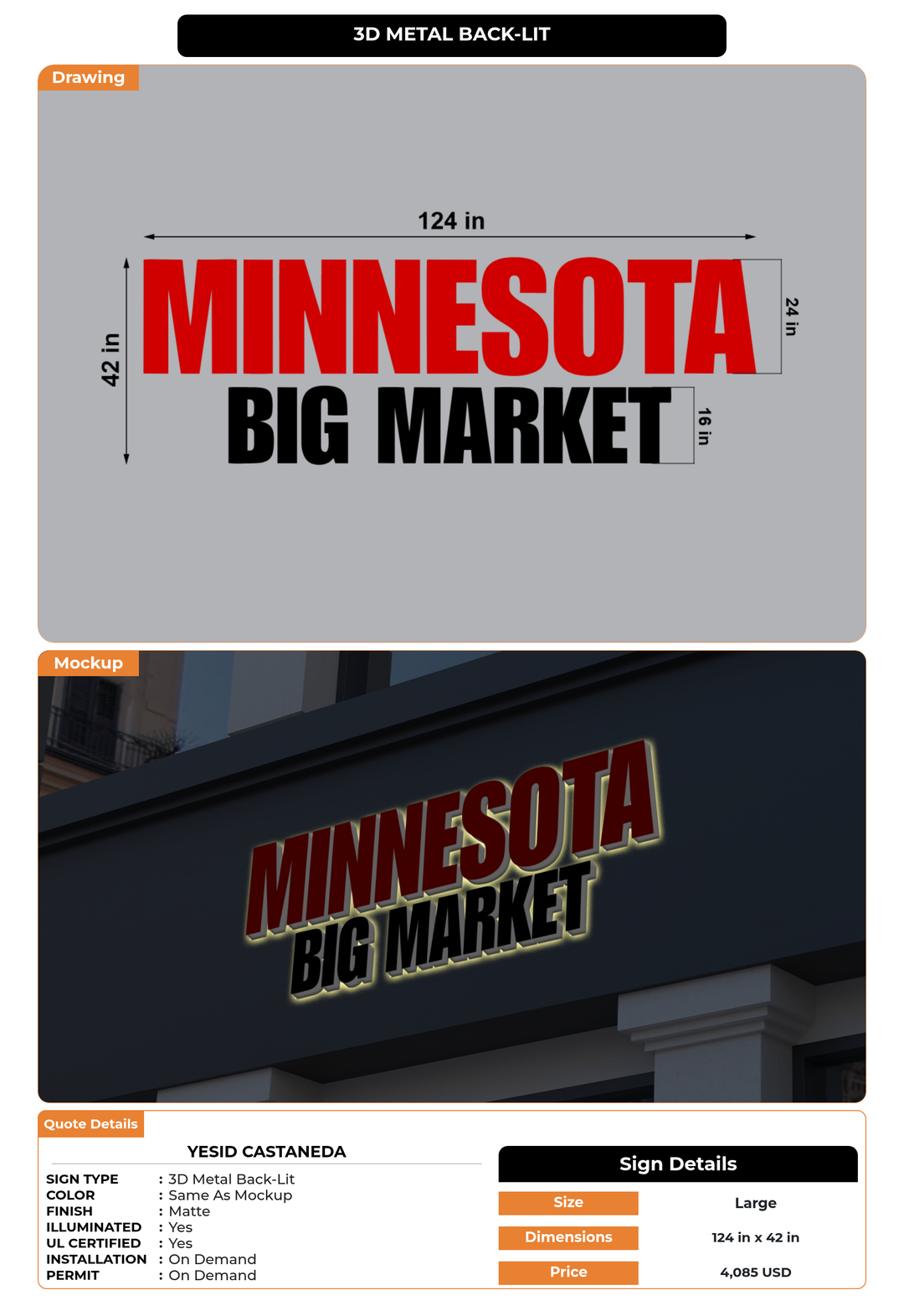 CUSTOM MOCKUP SIGN FOR Yesid Castaneda