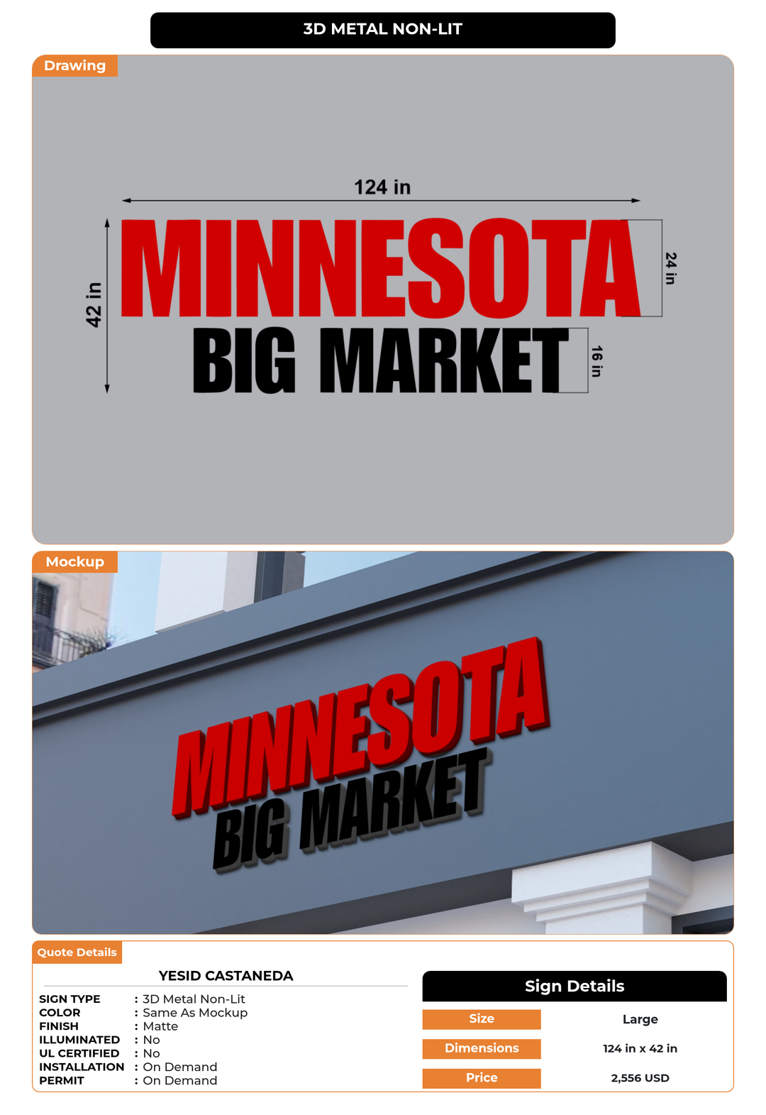 CUSTOM MOCKUP SIGN FOR Yesid Castaneda