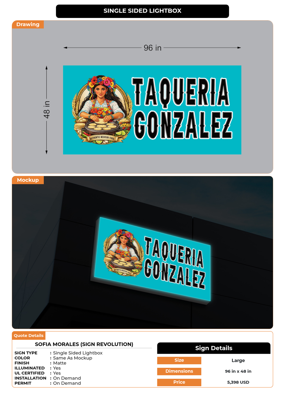 CUSTOM MOCKUP SIGN FOR Sofia Morales (Sign Revolution)