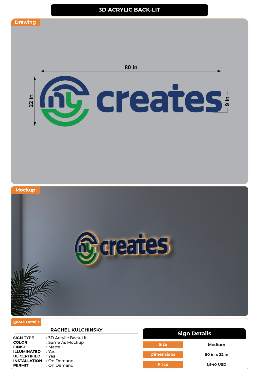 CUSTOM MOCKUP SIGN FOR Rachel Kulchinsky