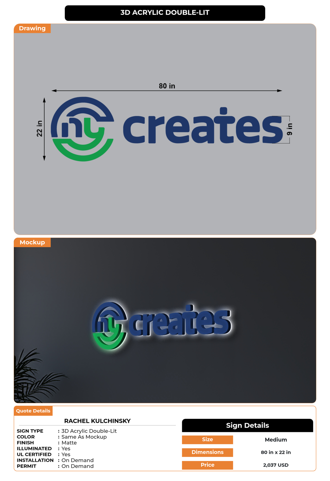 CUSTOM MOCKUP SIGN FOR Rachel Kulchinsky