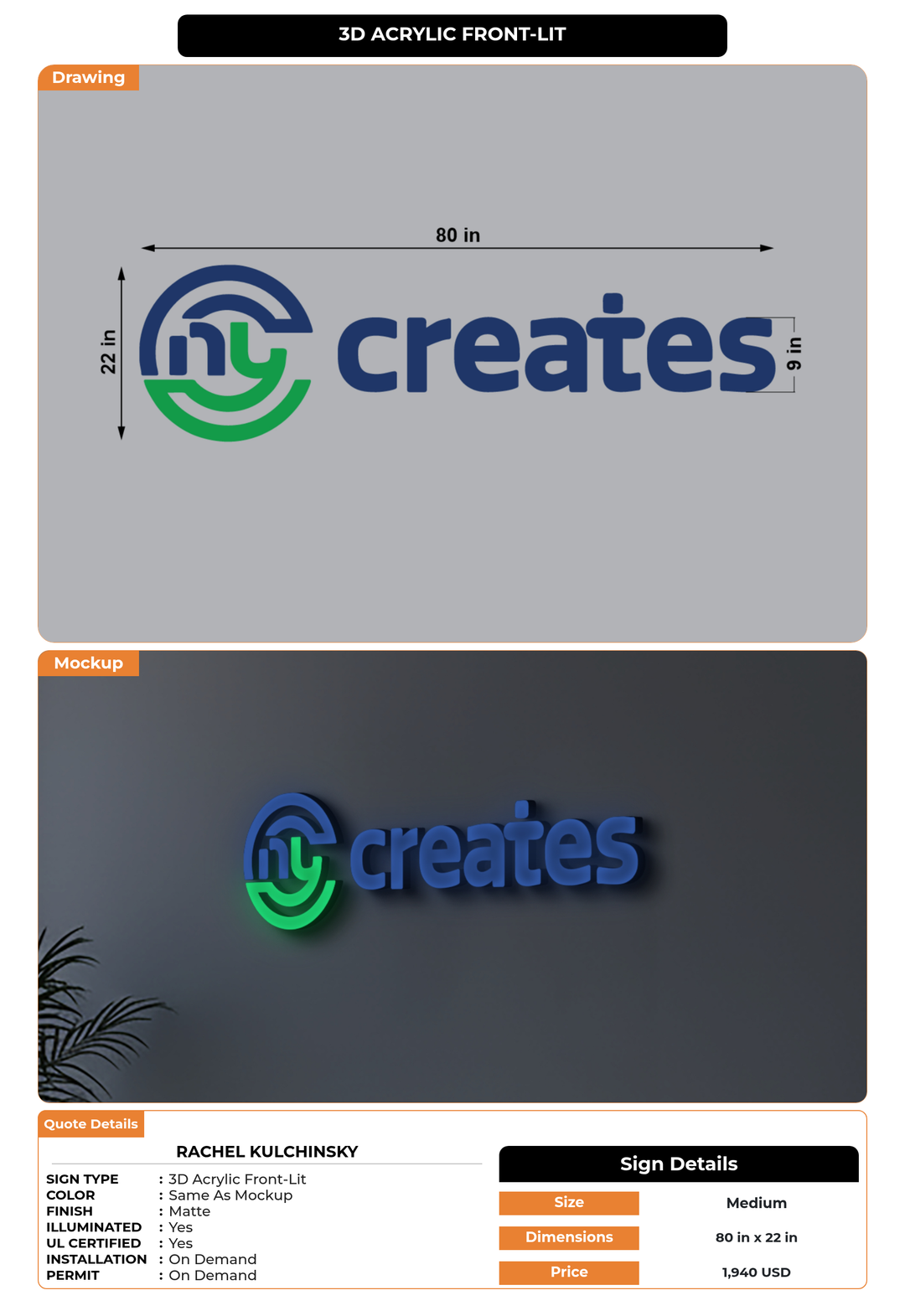 CUSTOM MOCKUP SIGN FOR Rachel Kulchinsky
