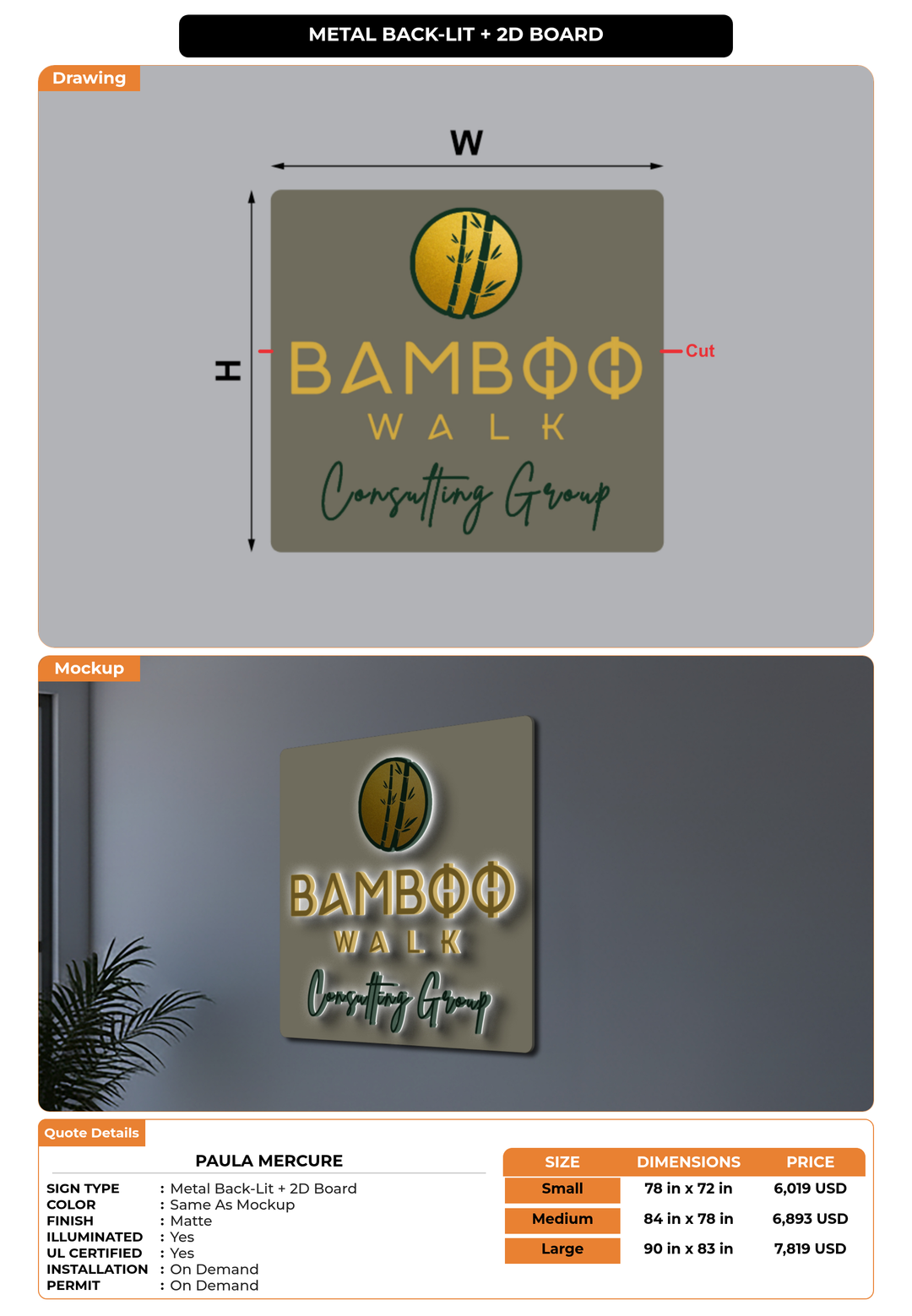 CUSTOM MOCKUP SIGN FOR Paula Mercure