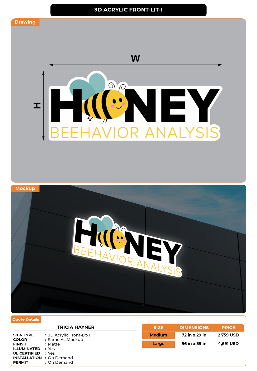CUSTOM MOCKUP SIGN FOR Tricia Hayner
