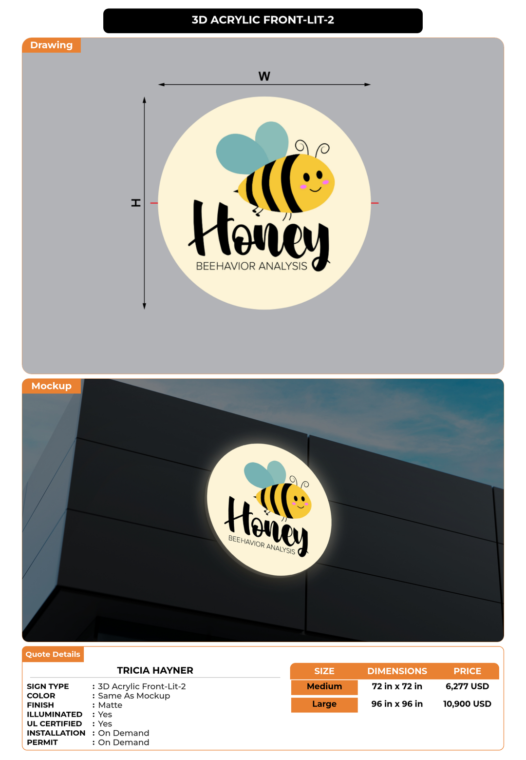 CUSTOM MOCKUP SIGN FOR Tricia Hayner