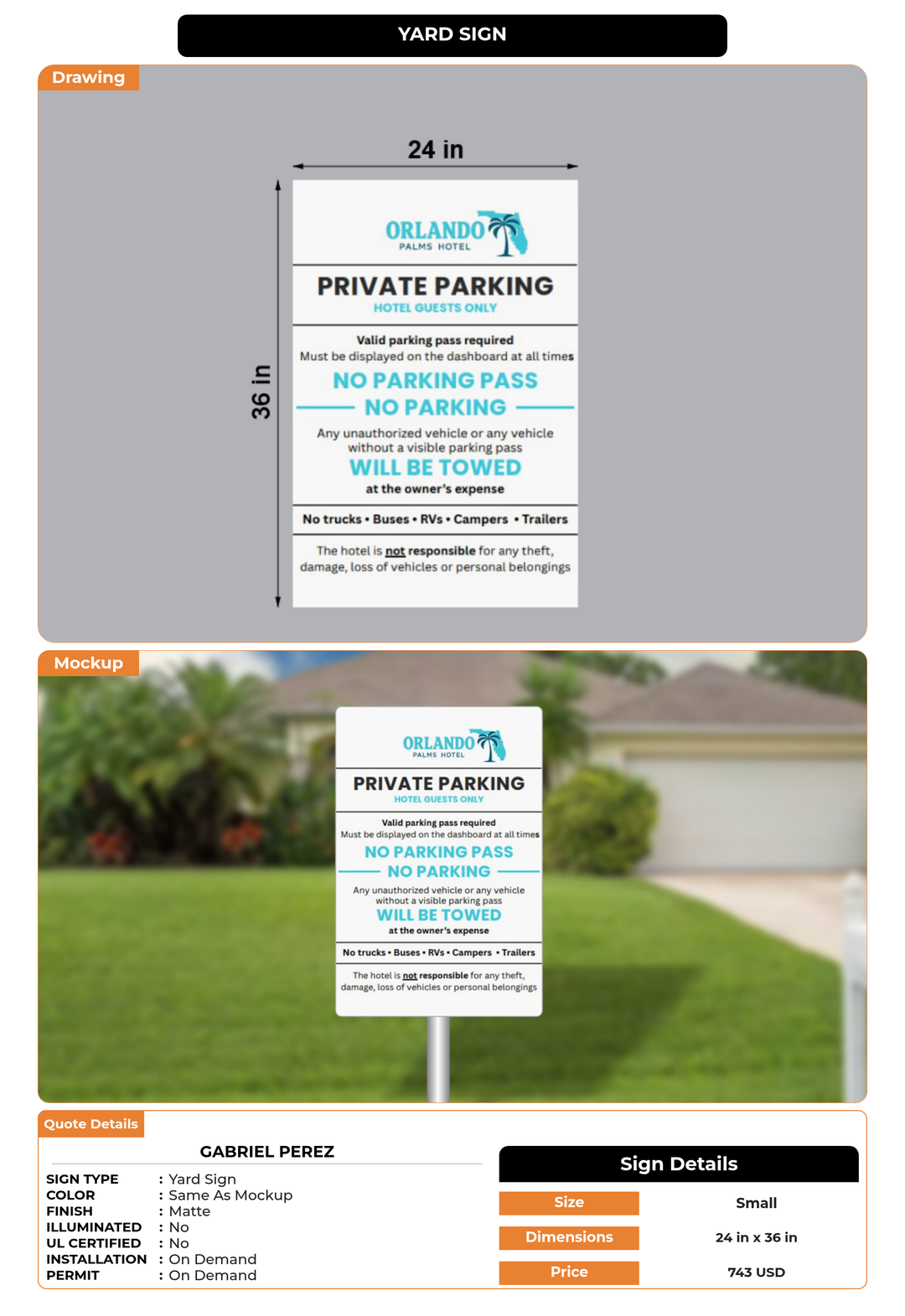 CUSTOM MOCKUP SIGN FOR Gabriel Perez