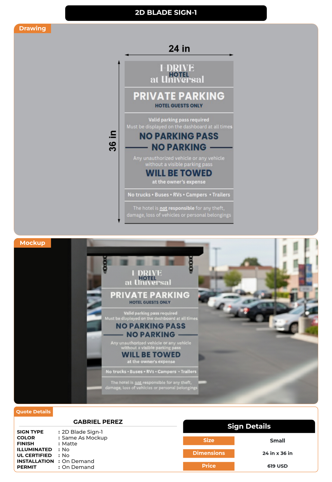 CUSTOM MOCKUP SIGN FOR Gabriel Perez