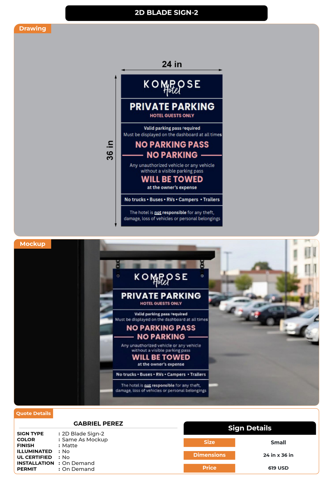 CUSTOM MOCKUP SIGN FOR Gabriel Perez