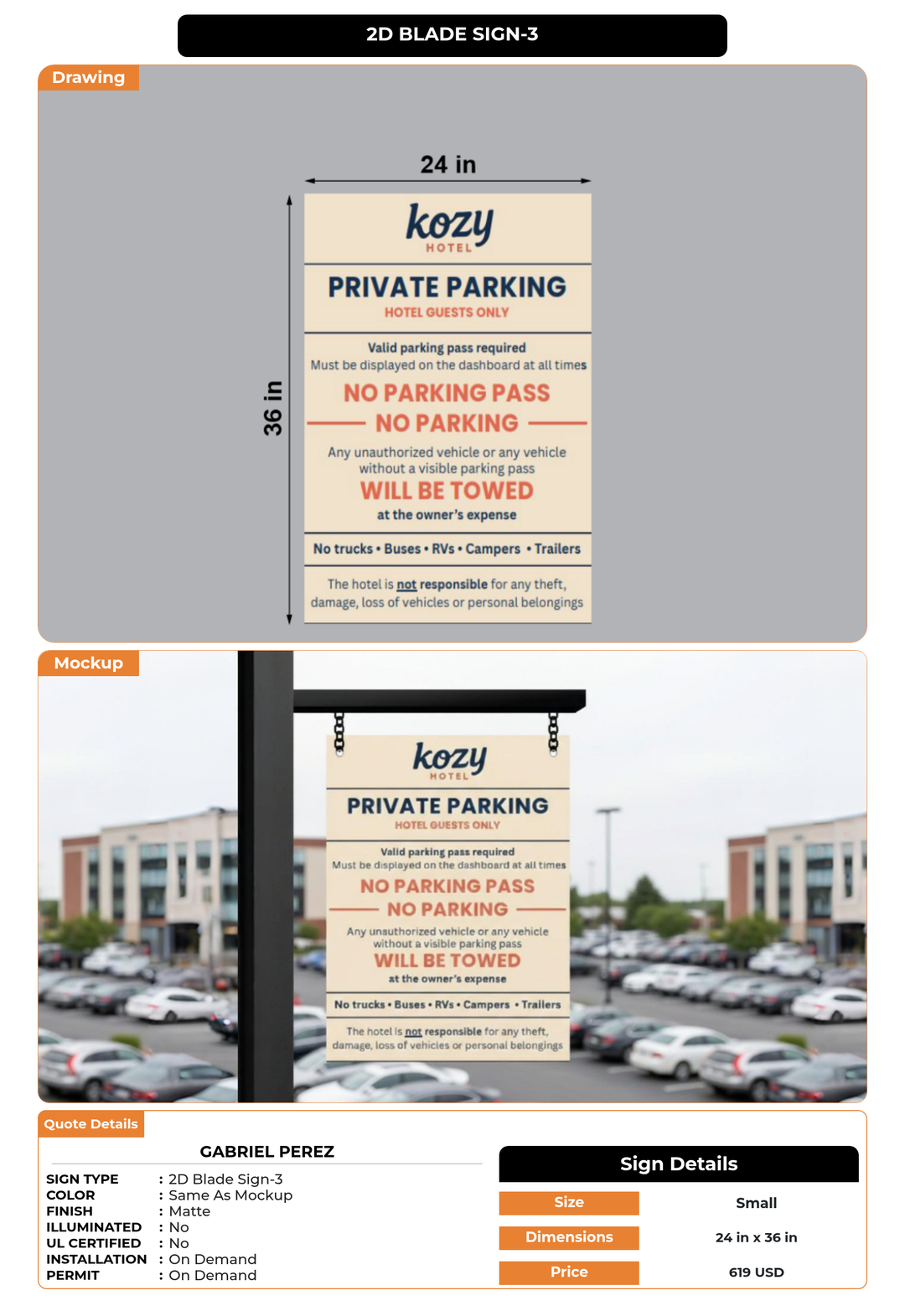 CUSTOM MOCKUP SIGN FOR Gabriel Perez