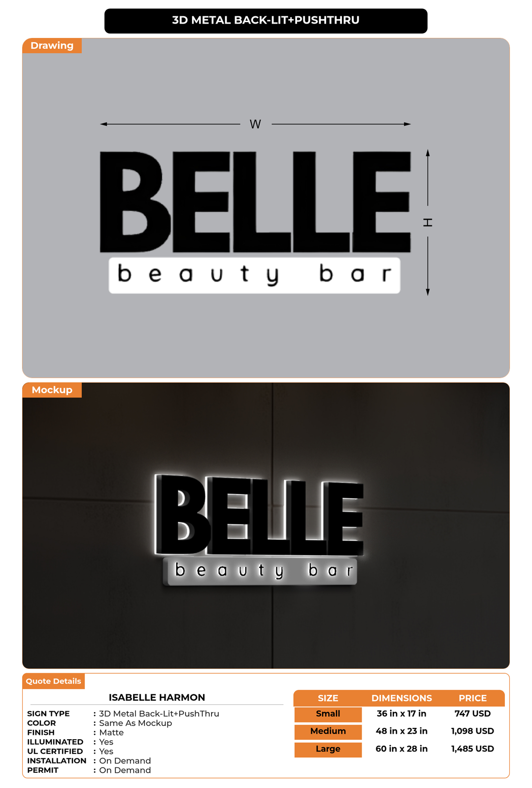 CUSTOM MOCKUP SIGN FOR Isabelle Harmon