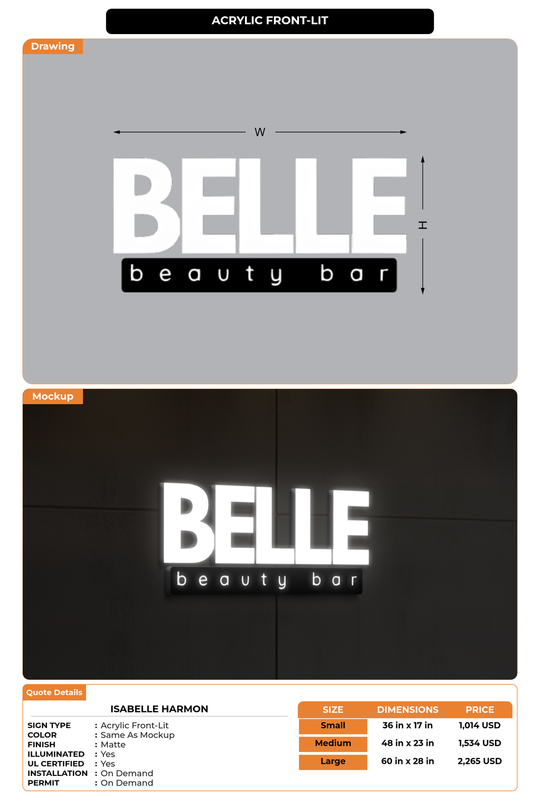 CUSTOM MOCKUP SIGN FOR Isabelle Harmon