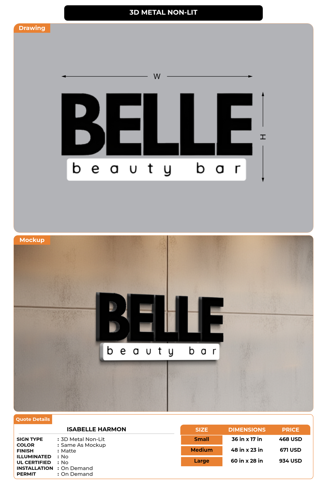 CUSTOM MOCKUP SIGN FOR Isabelle Harmon