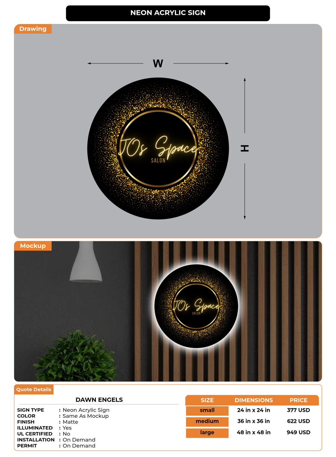 CUSTOM MOCKUP SIGN FOR DAWN ENGELS