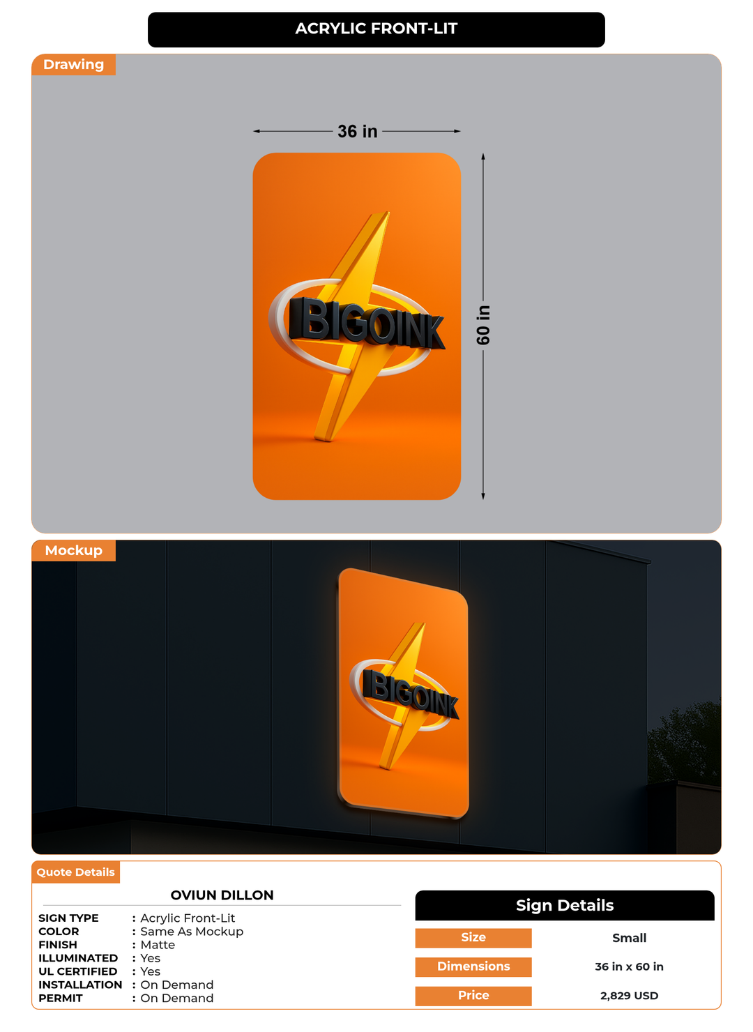 CUSTOM MOCKUP SIGN FOR Oviun Dillon