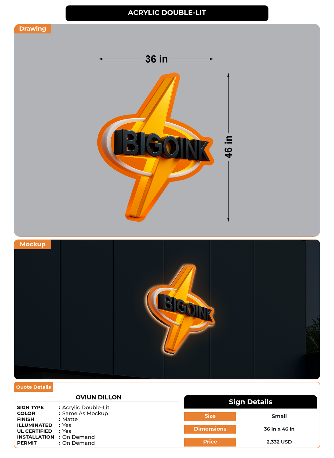 CUSTOM MOCKUP SIGN FOR Oviun Dillon